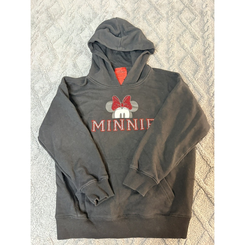 Minnie Mouse Disney & Forever 21 Hooded Sequin Sweatshirt Hoodie Kids 9/10 Black
